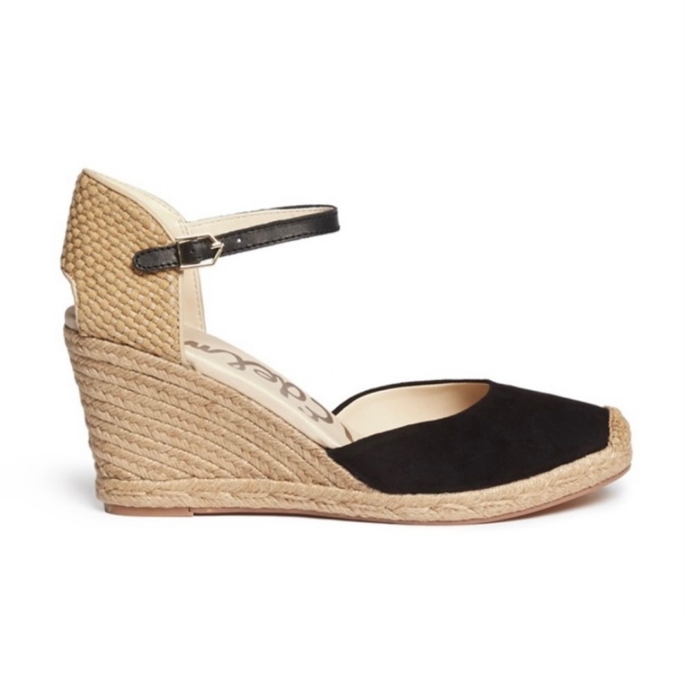 SAM EDELMAN Black Harmony Espadrille, 3.5 inch Heels, Wedge Sandal